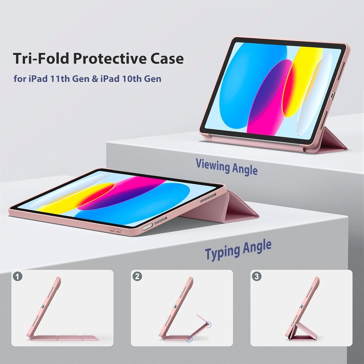 Meliya Slim Hard Shockproof Case for iPad 11" & 10.9" 2022 Pink