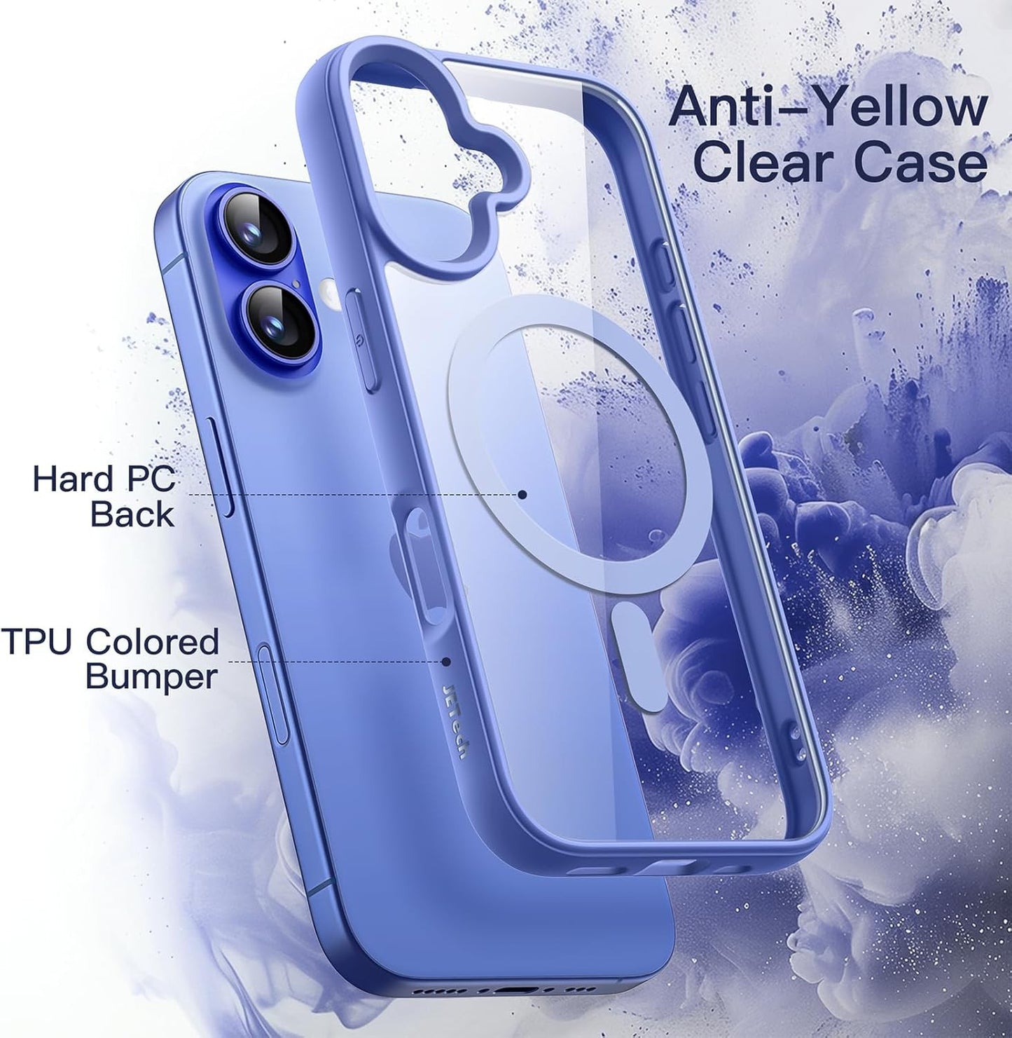 JETech Magnetic Case for iPhone 16 6.1-Inch Shockproof Bumper Cover