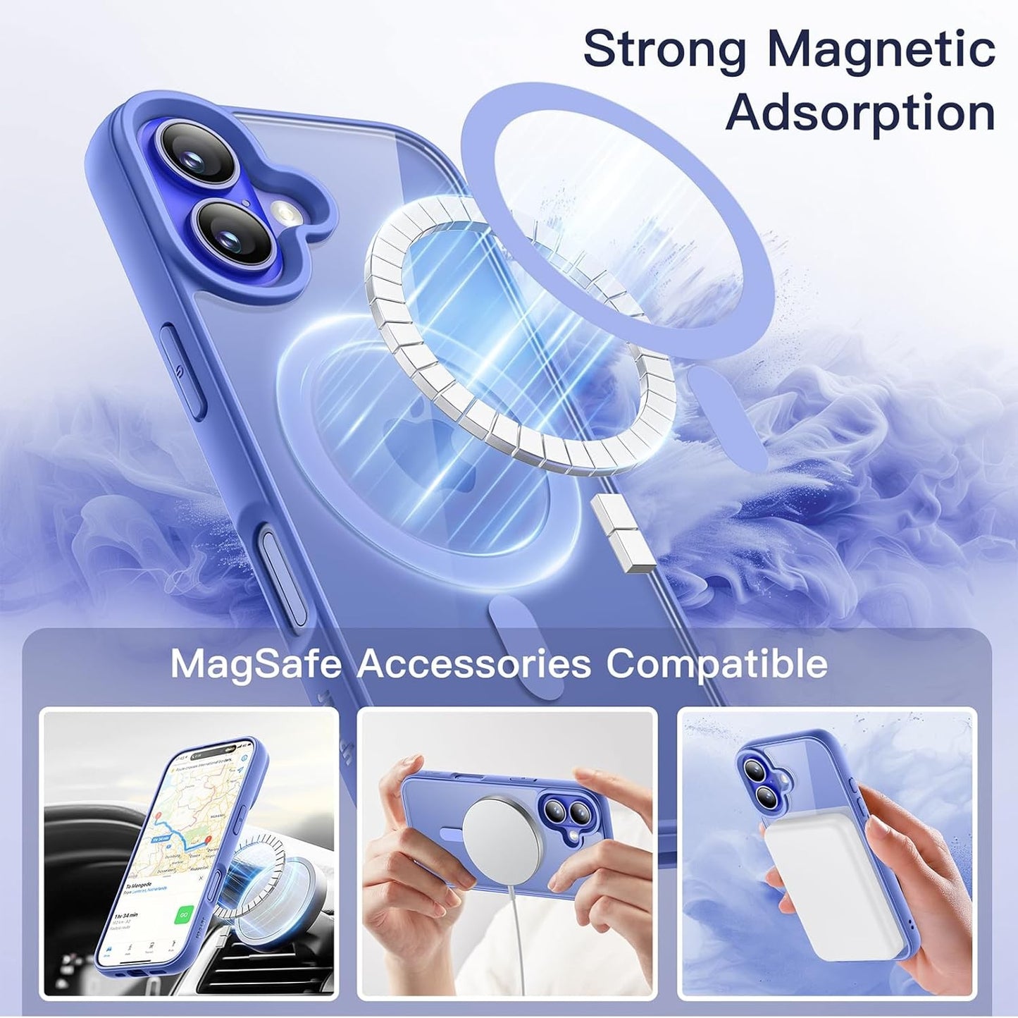 JETech Magnetic Case for iPhone 16 6.1-Inch Shockproof Bumper Cover