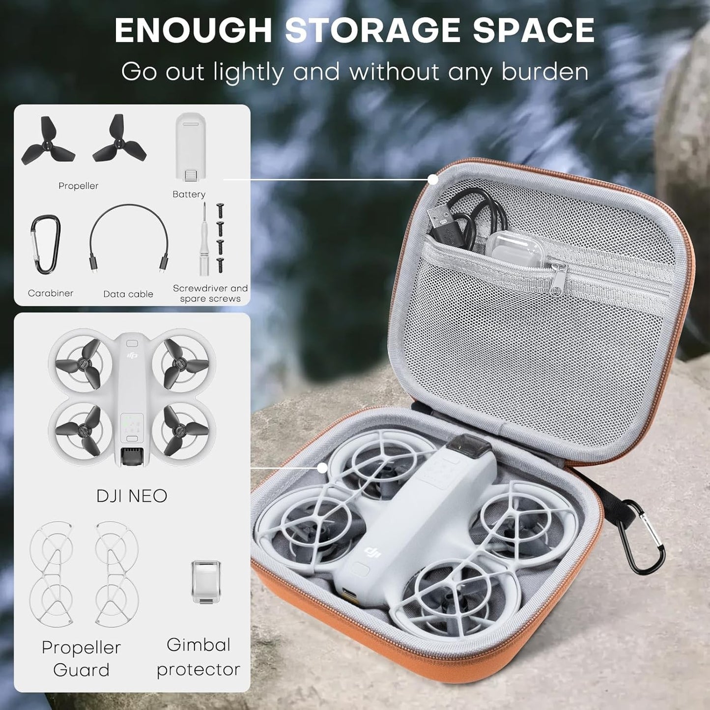 REYGEAK Waterproof Drone Bag for DJI NEO Accessories - Compact Storage