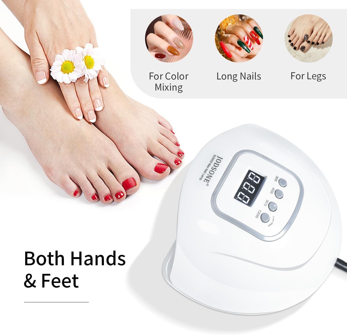 JODSONE UV LED Nail Lamp for Gel Polish with Automatic Sensor & 4 Timers