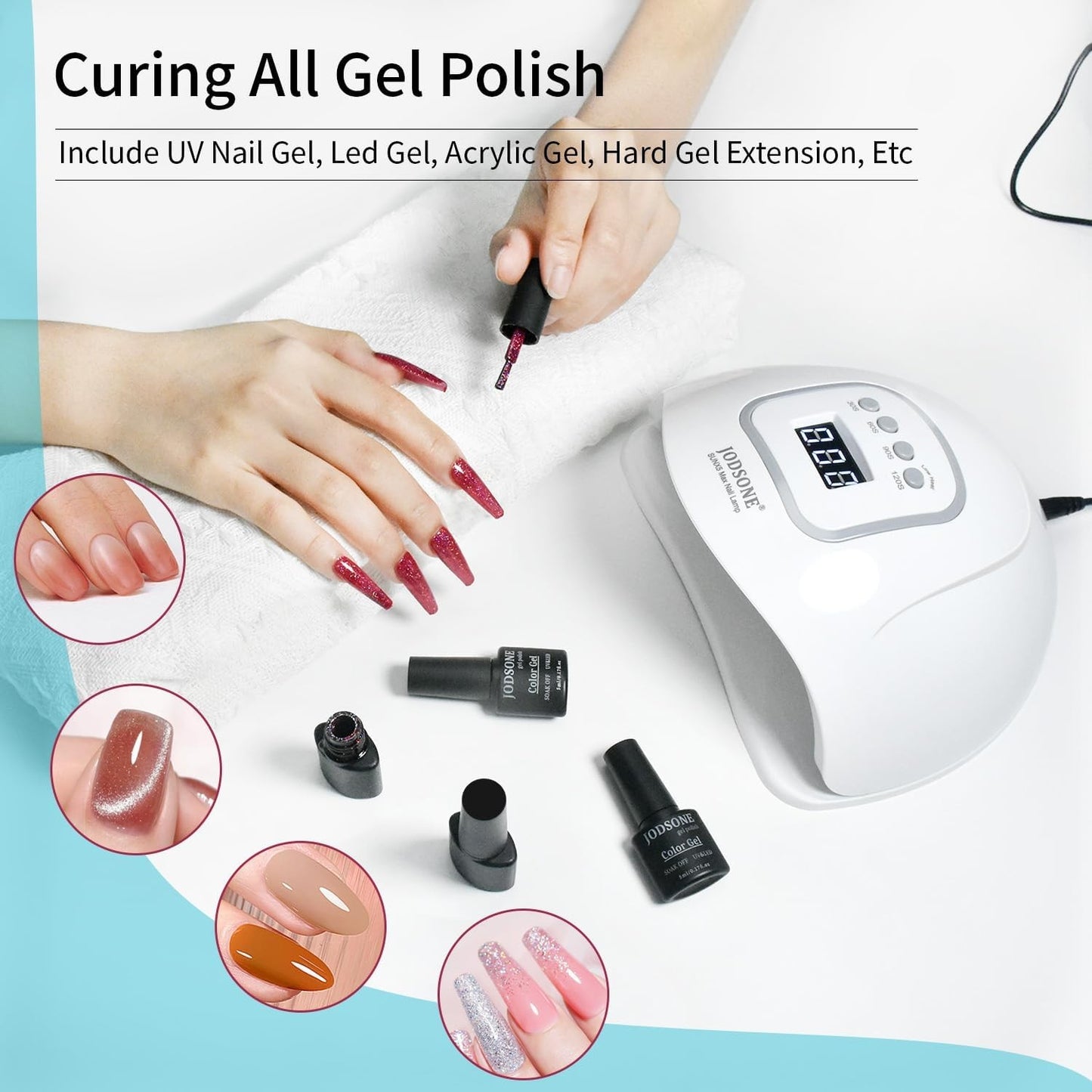 JODSONE UV LED Nail Lamp for Gel Polish with Automatic Sensor & 4 Timers
