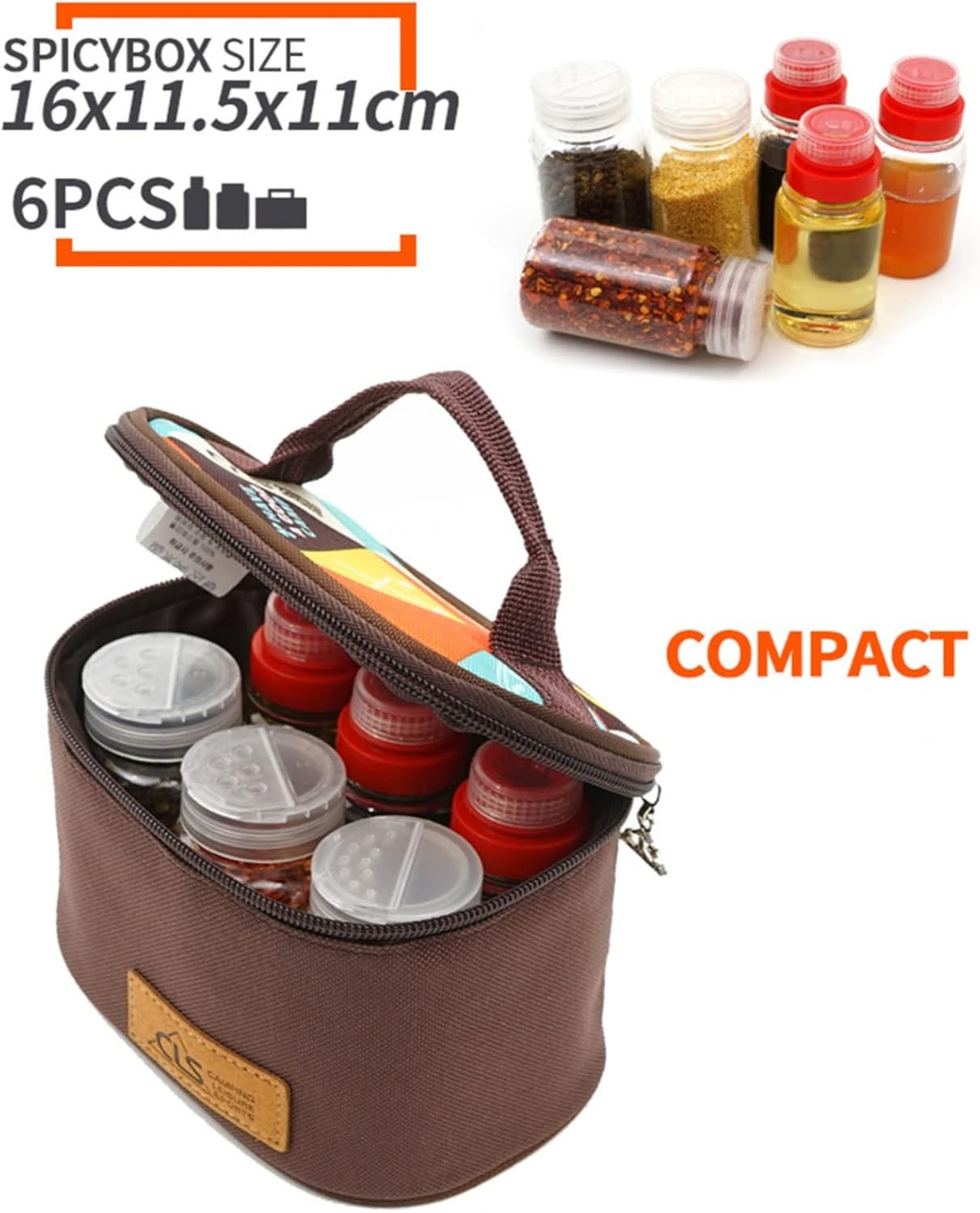 Joyeee Camping Spice Kit with 6 Plastic Bottles and Travel Bag