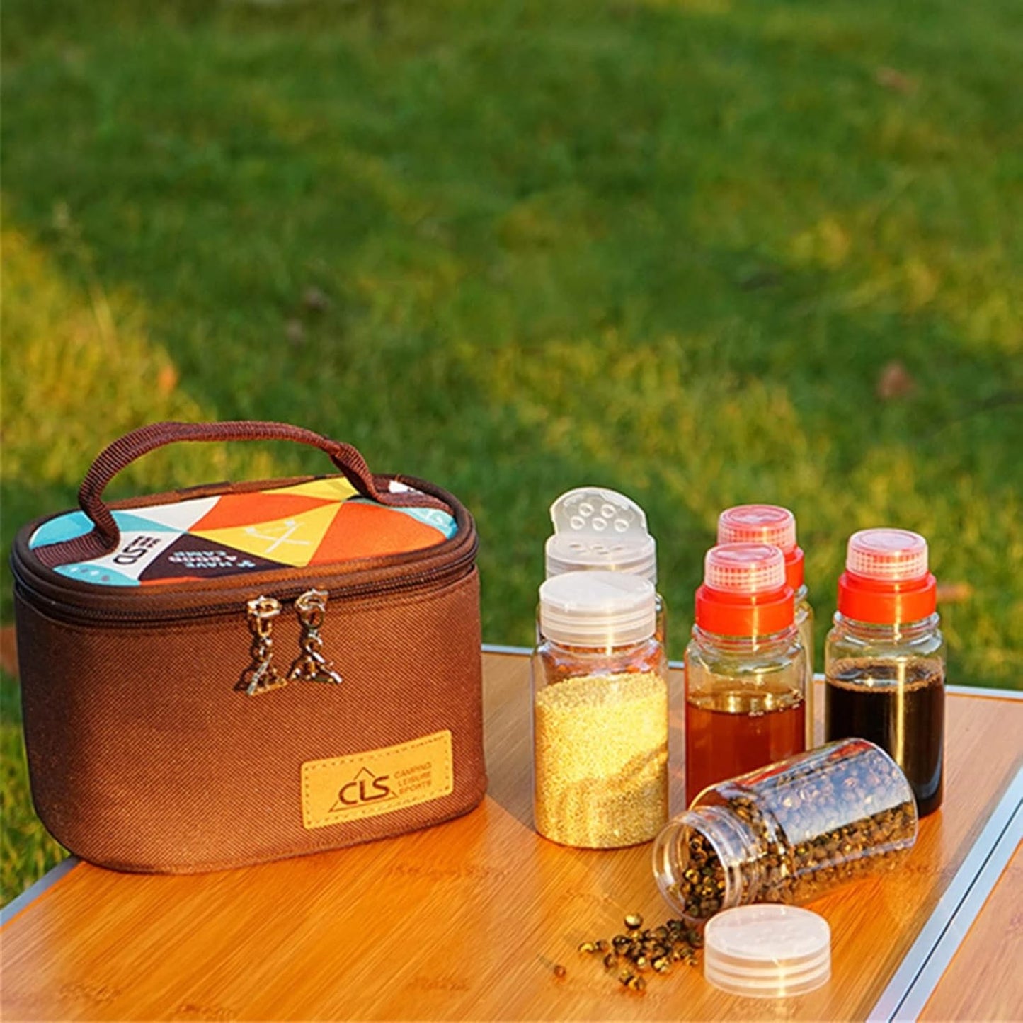 Joyeee Camping Spice Kit with 6 Plastic Bottles and Travel Bag