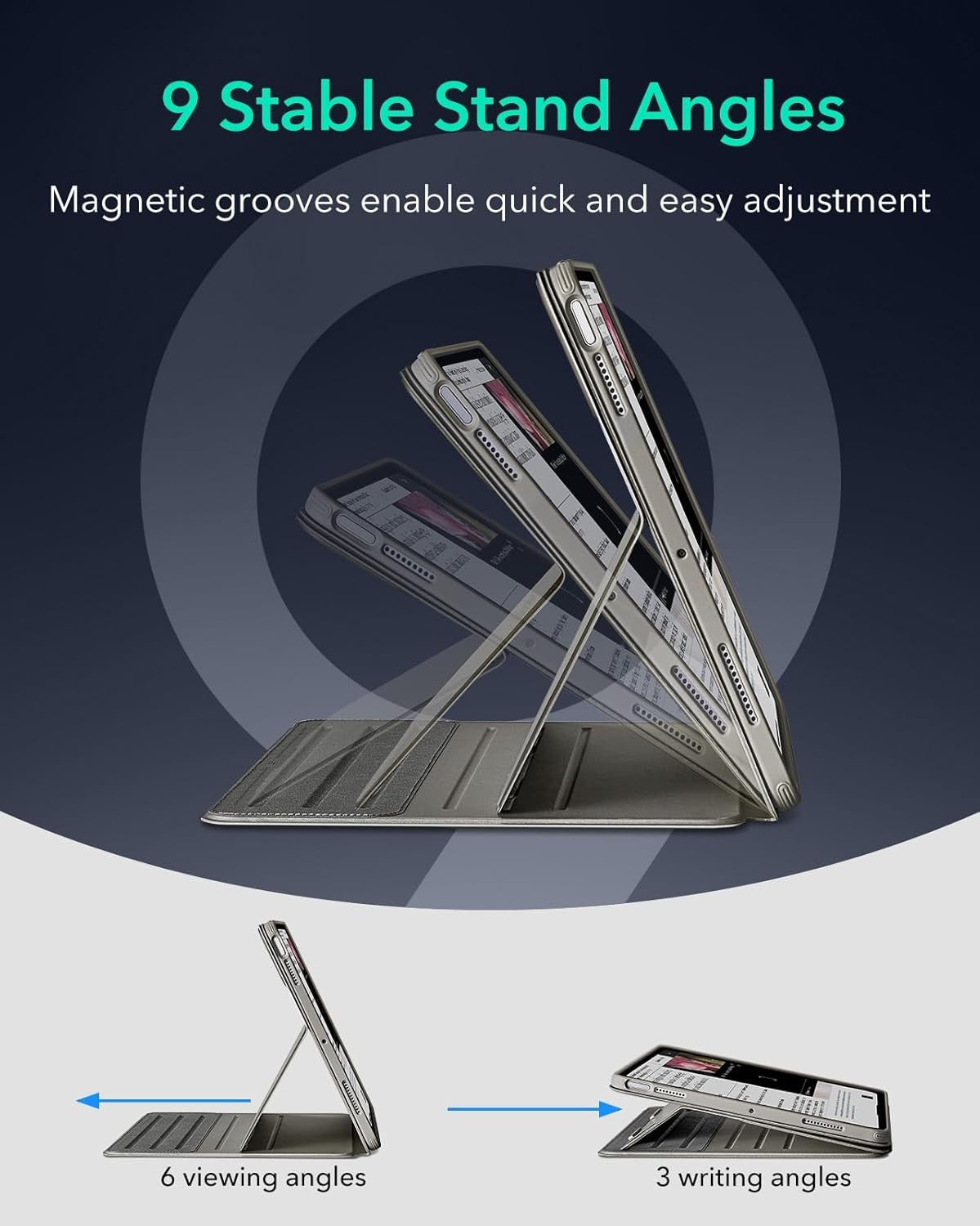 ESR iPad Air 11 Inch Case with Removable Magnetic Cover Adjustable Stand