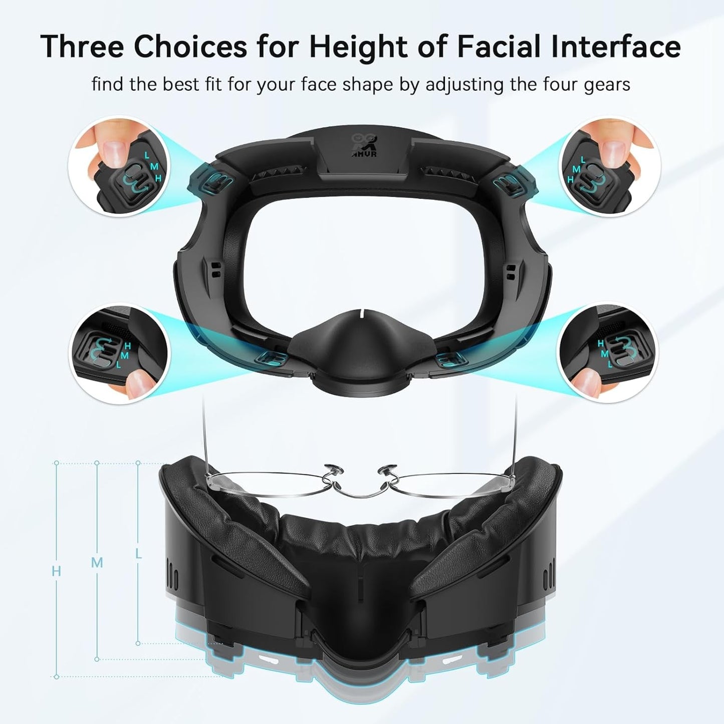 M AMVR Face Cover Pad for Meta Quest 3 Accessories with Soft Cushion Black