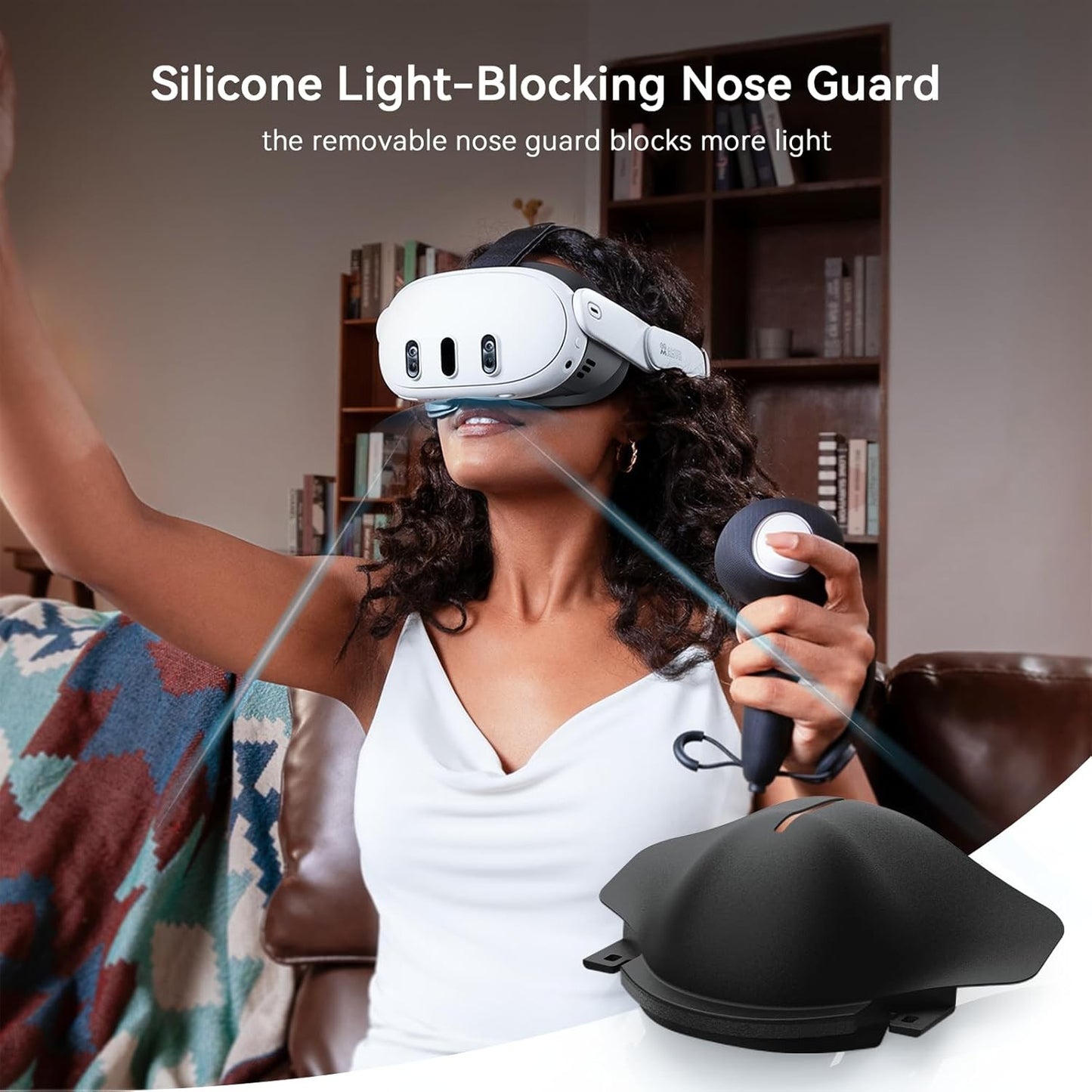 M AMVR Face Cover Pad for Meta Quest 3 Accessories with Soft Cushion Black