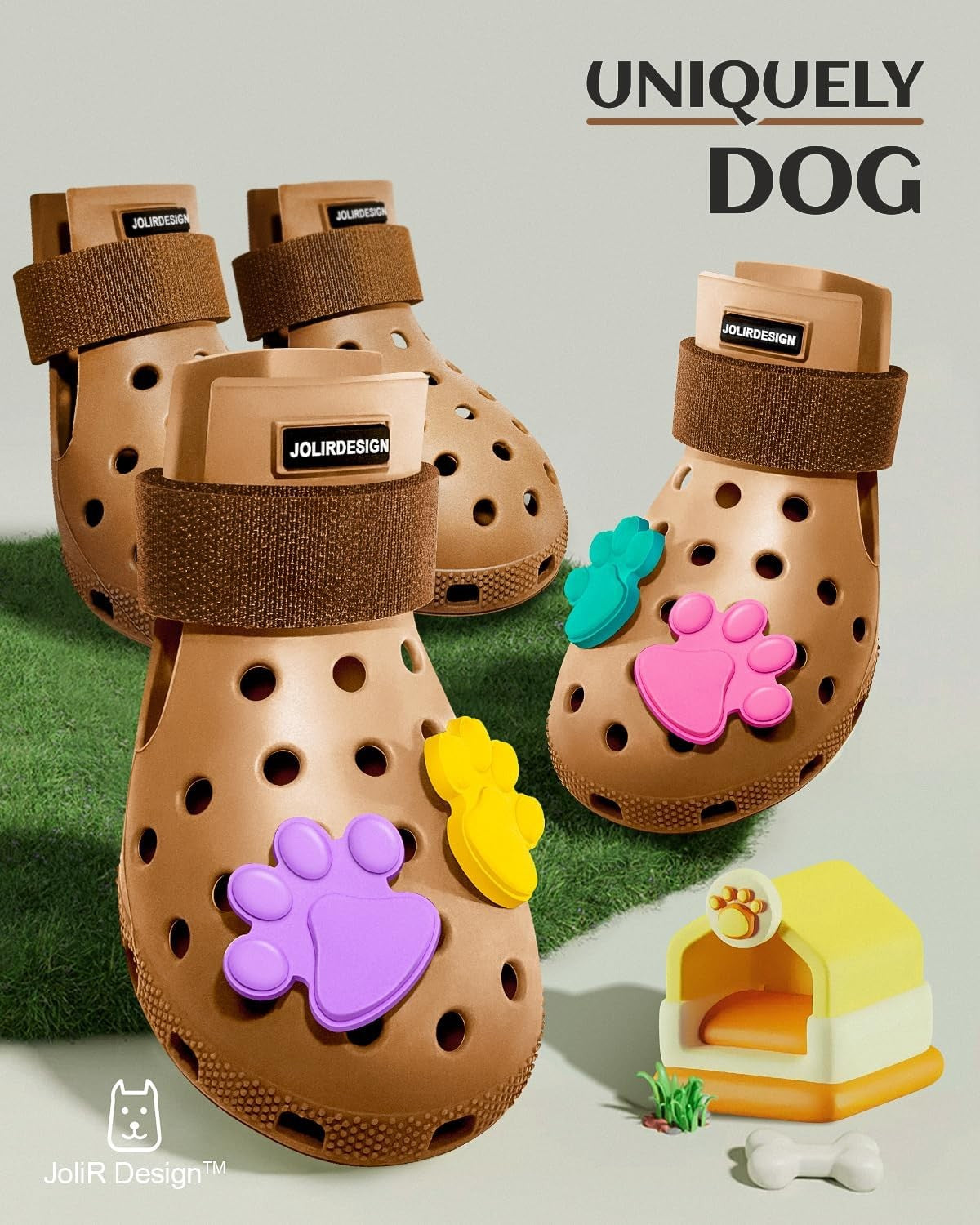 JoliR Design Waterproof Dog Shoes for Hot Pavement - Non-Slip Boots