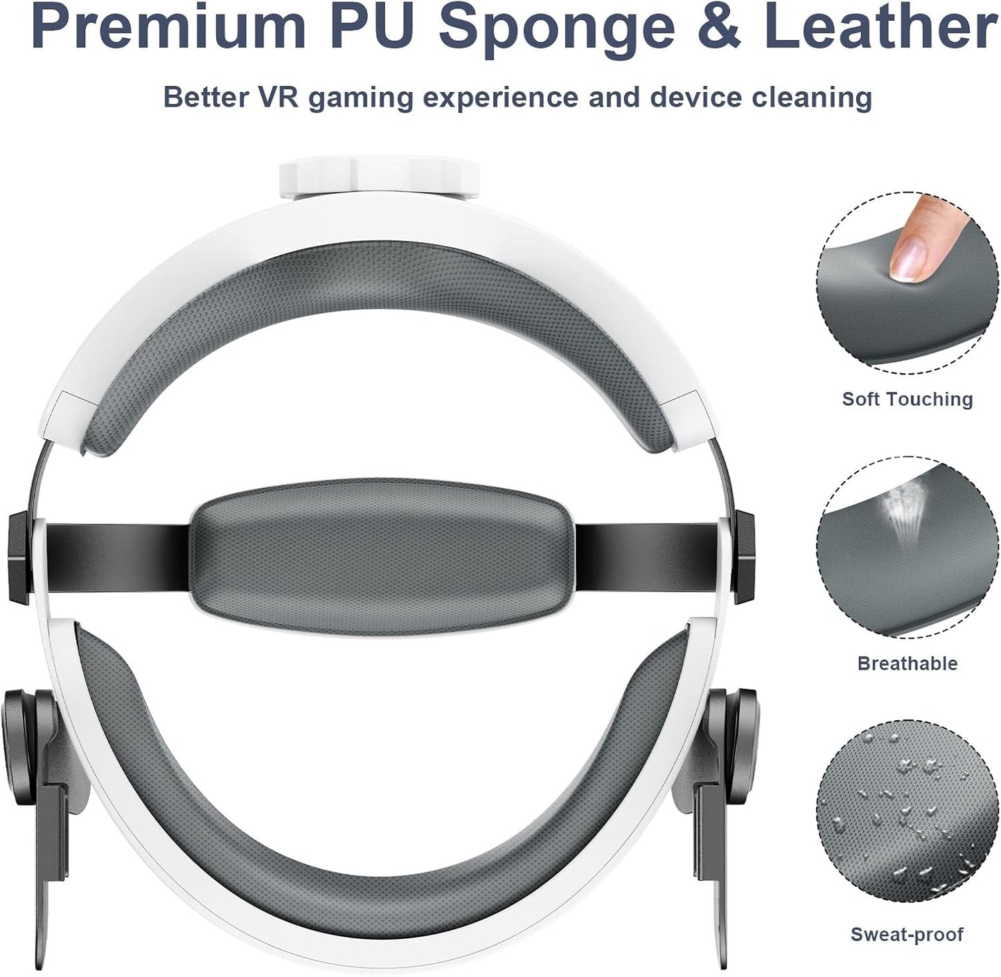 Tobpob Adjustable VR Head Strap for Oculus Quest 2 Black Replacement