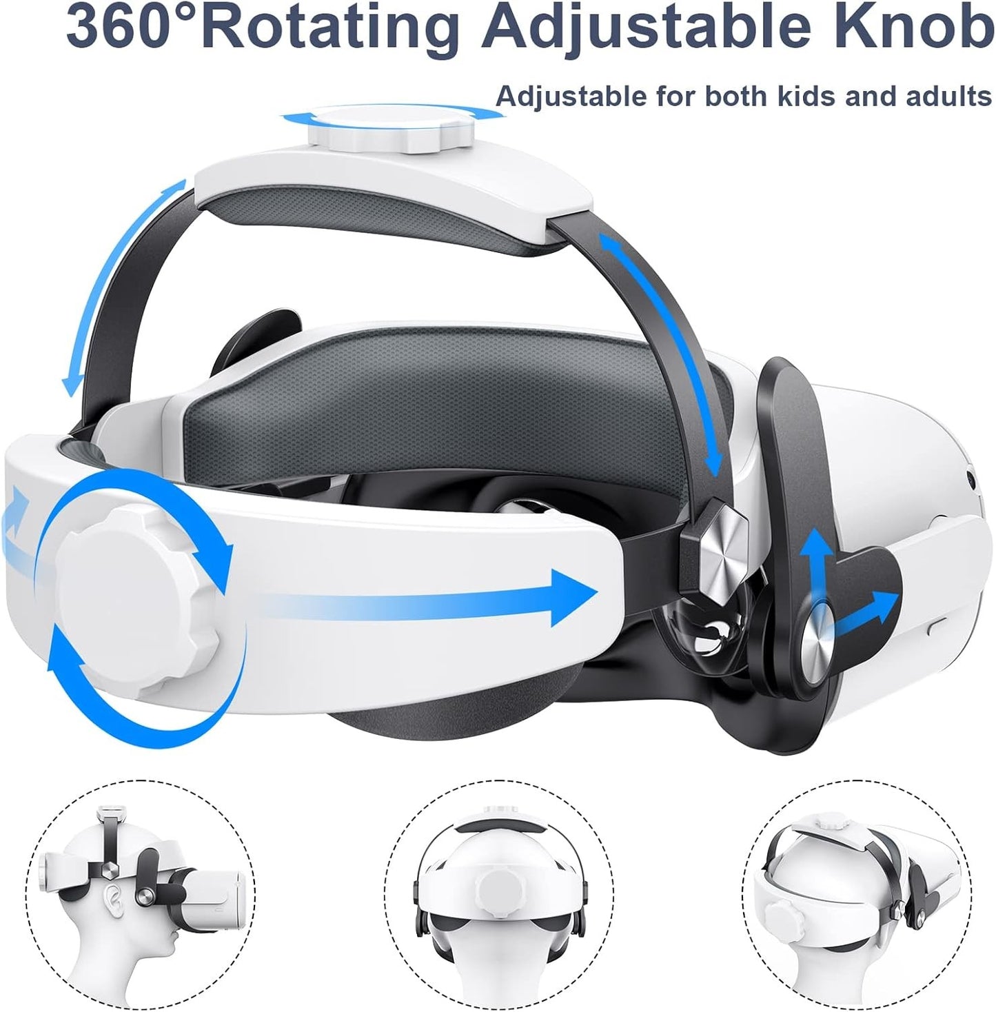 Tobpob Adjustable VR Head Strap for Oculus Quest 2 Black Replacement