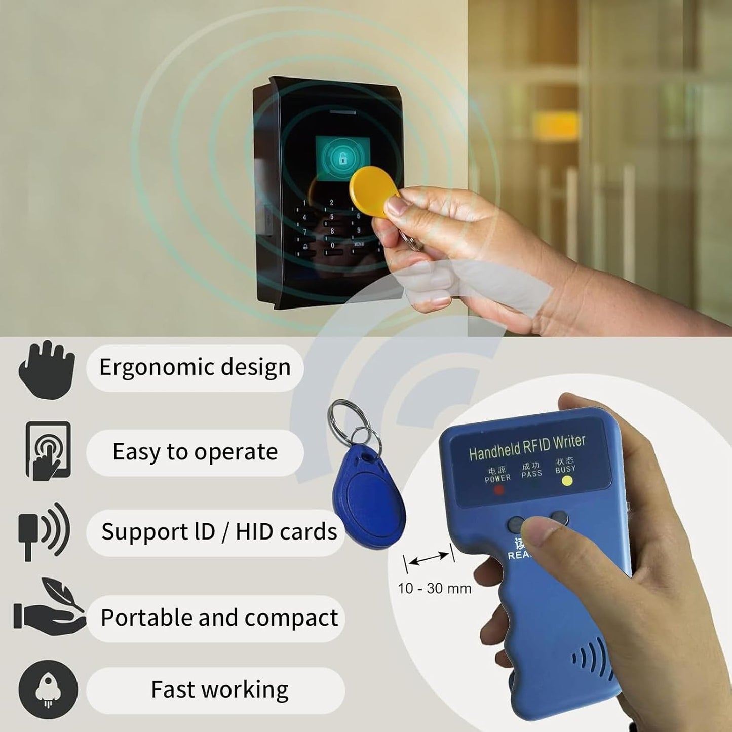 COCKLECREEK Handheld RFID Reader Writer Copier for T5577 Cards