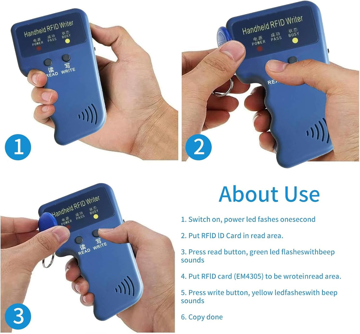 COCKLECREEK Handheld RFID Reader Writer Copier for T5577 Cards