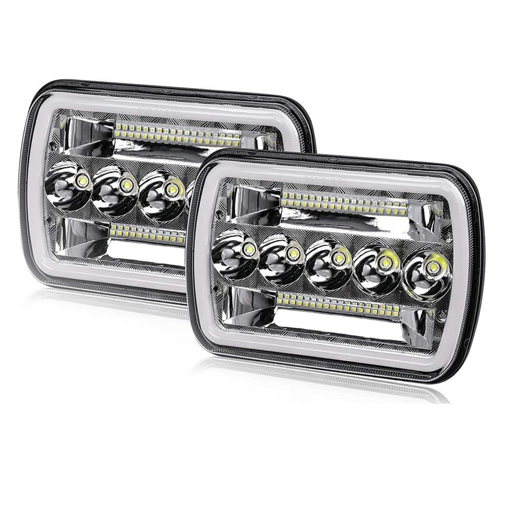 X.Starline 5x7 LED Headlights Dual Colour White Amber Pair for Jeep Pickup