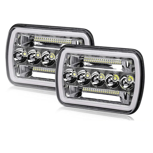 X.Starline 5x7 LED Headlights Dual Colour White Amber Pair for Jeep Pickup