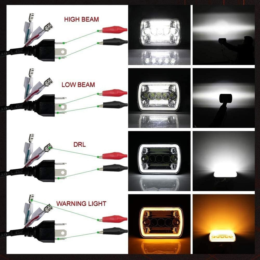 X.Starline 5x7 LED Headlights Dual Colour White Amber Pair for Jeep Pickup
