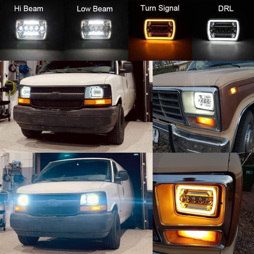 X.Starline 5x7 LED Headlights Dual Colour White Amber Pair for Jeep Pickup