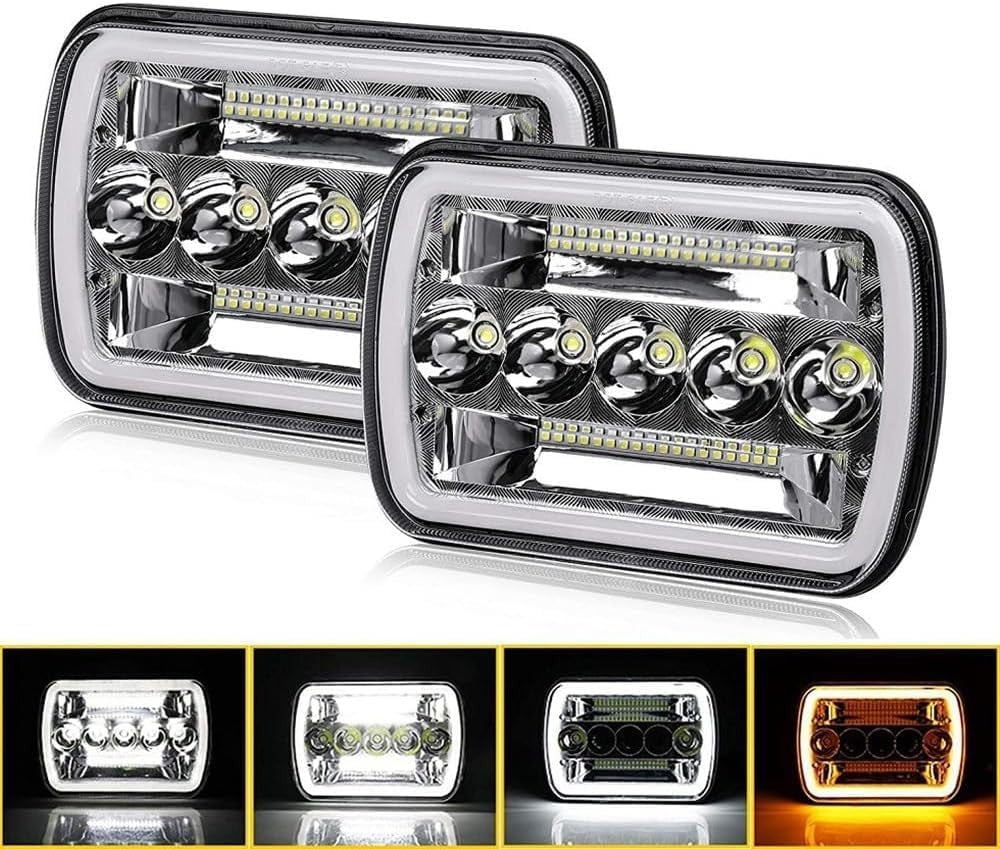 X.Starline 5x7 LED Headlights Dual Colour White Amber Pair for Jeep Pickup