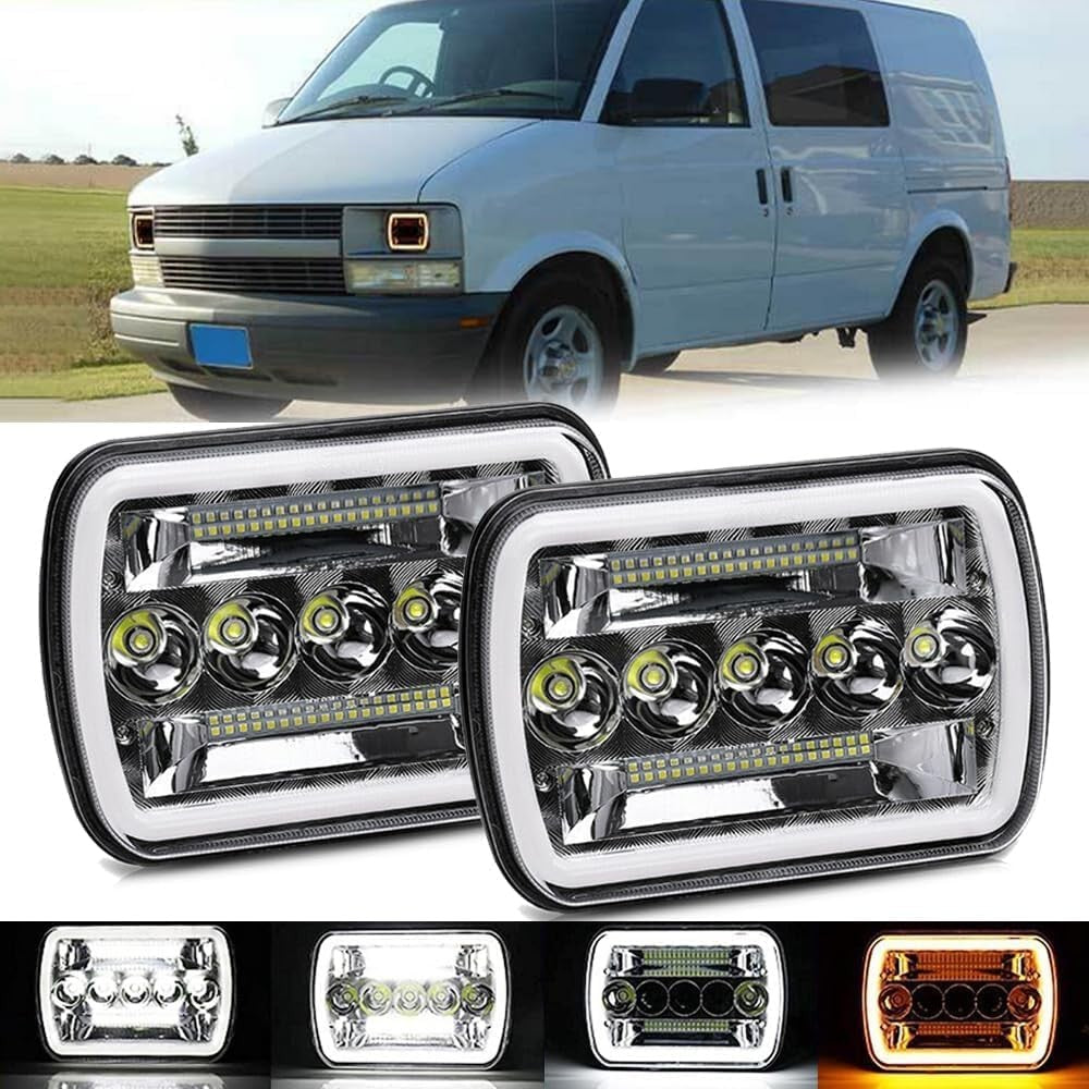 X.Starline 5x7 LED Headlights Dual Colour White Amber Pair for Jeep Pickup