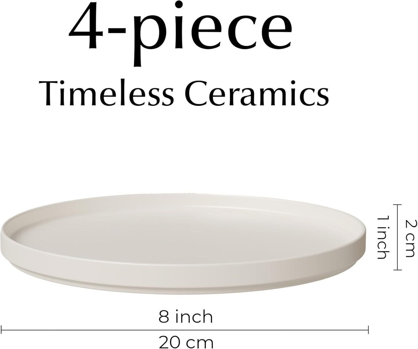 MIAMIO Luxe Collection Ceramic Dinner Plates Set for 4 People