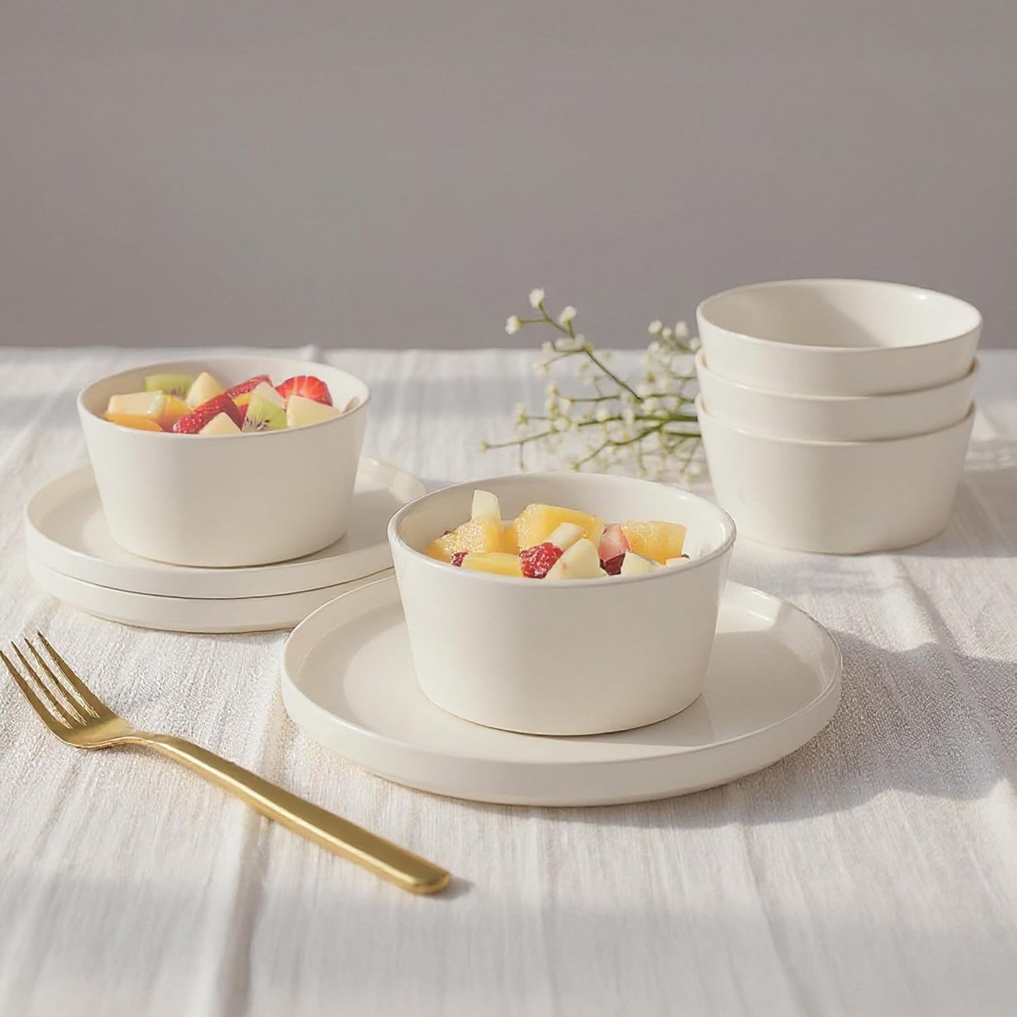 MIAMIO Luxe Collection Ceramic Dinner Plates Set for 4 People