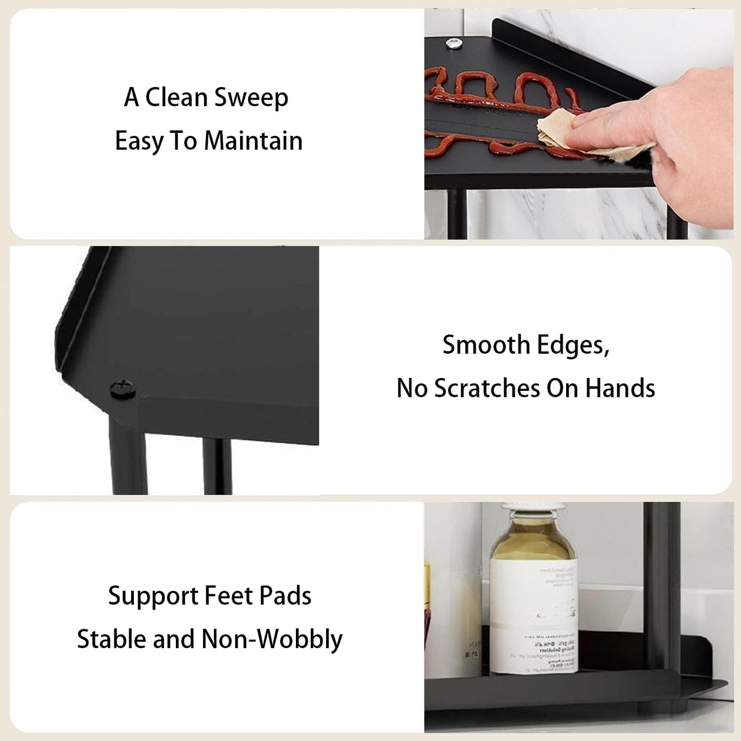 MEAJIO 2-Tier Clear Bathroom Counter Organizer for Makeup and Perfume Black