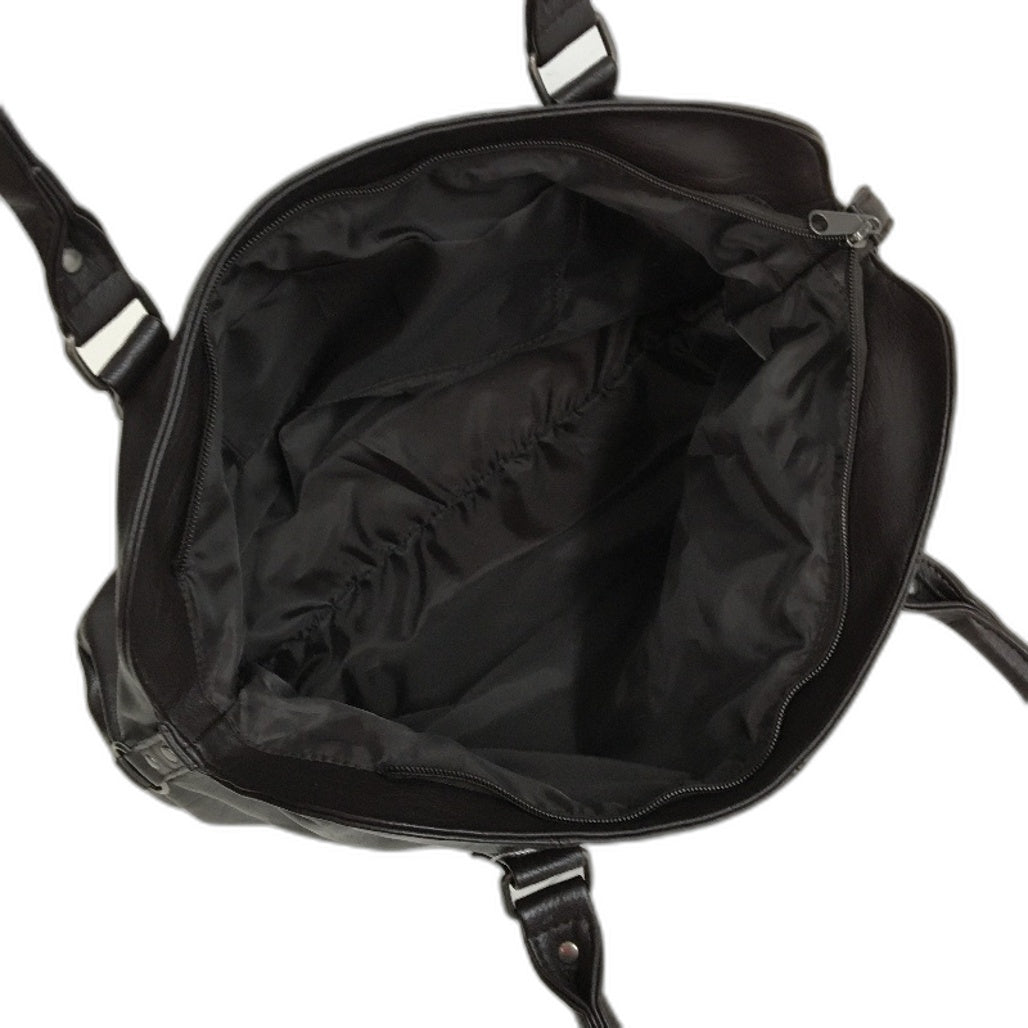 Chocolate & Beige Soft Faux Leather Classic Style Hand Bag Matching Set NEW