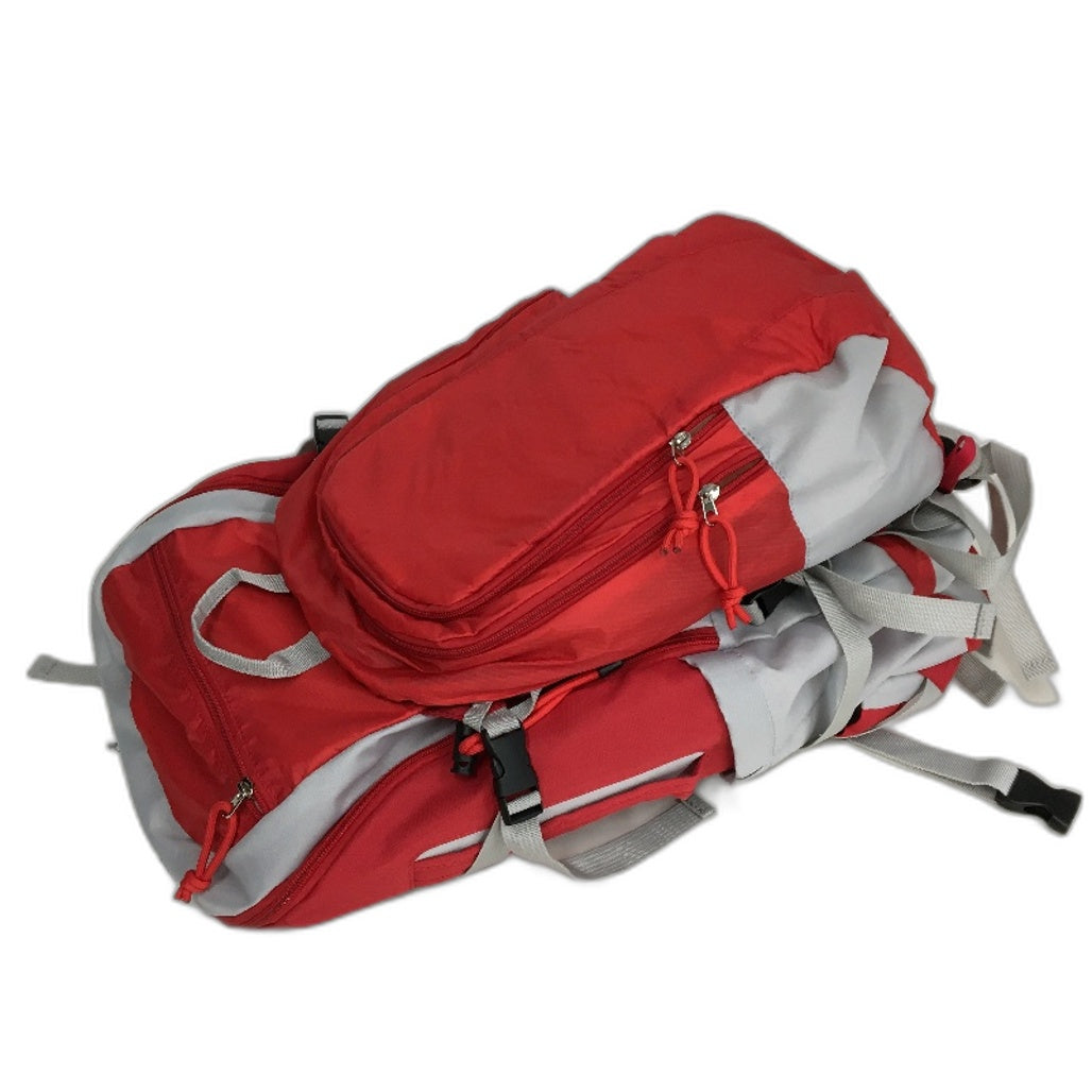 Red & Grey 2 in 1 35L Padded Back Support & 15L Clip On Mini Hiking Backpack NEW