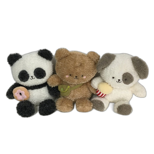 Snackables Super Soft Panda Dog & Bear 3 Piece Weighted Plush Toy Pack 30cm NEW