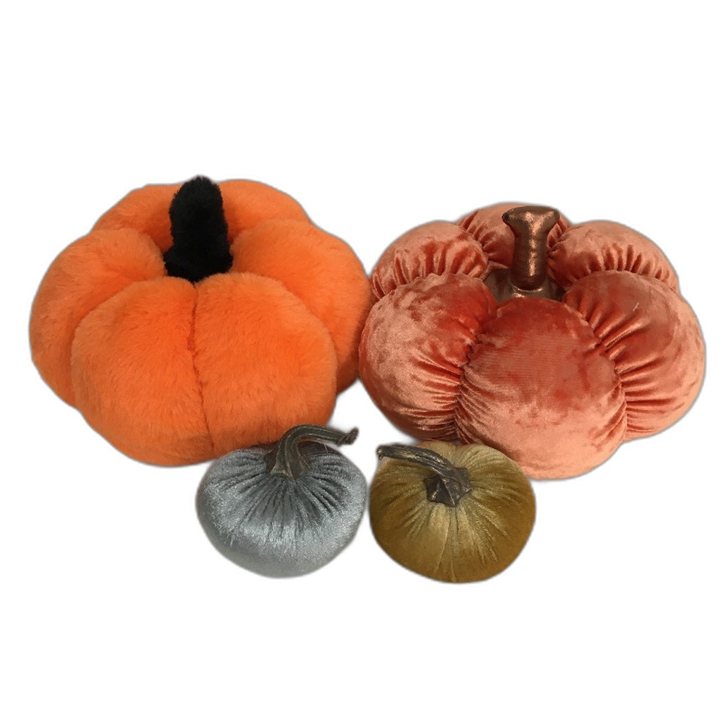 COLLECTABLE 4 Piece Various Sized & Colours Pumpkin Stuffed Toy Pack NEW
