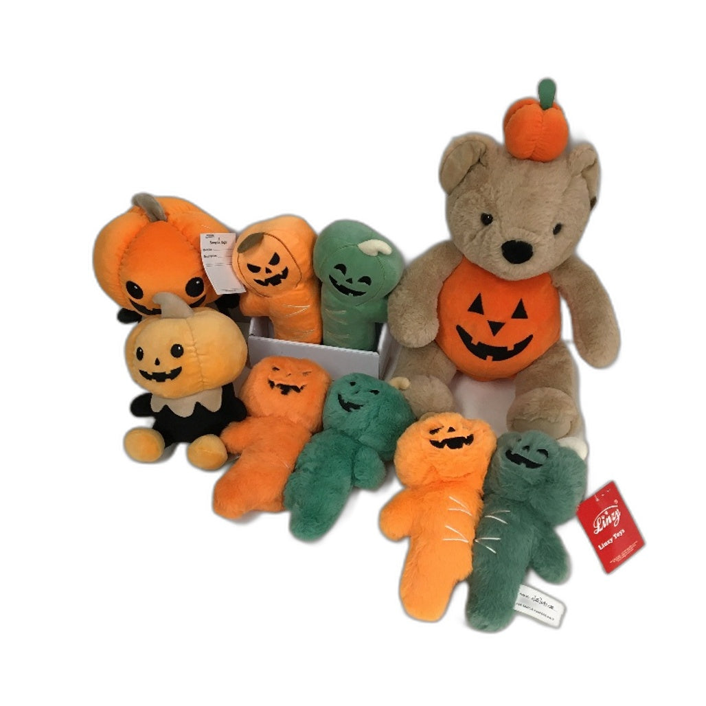 COLLECTABLE Halloween Various Sized & Colours Pumpkin Stuffed Toy Pack NEW