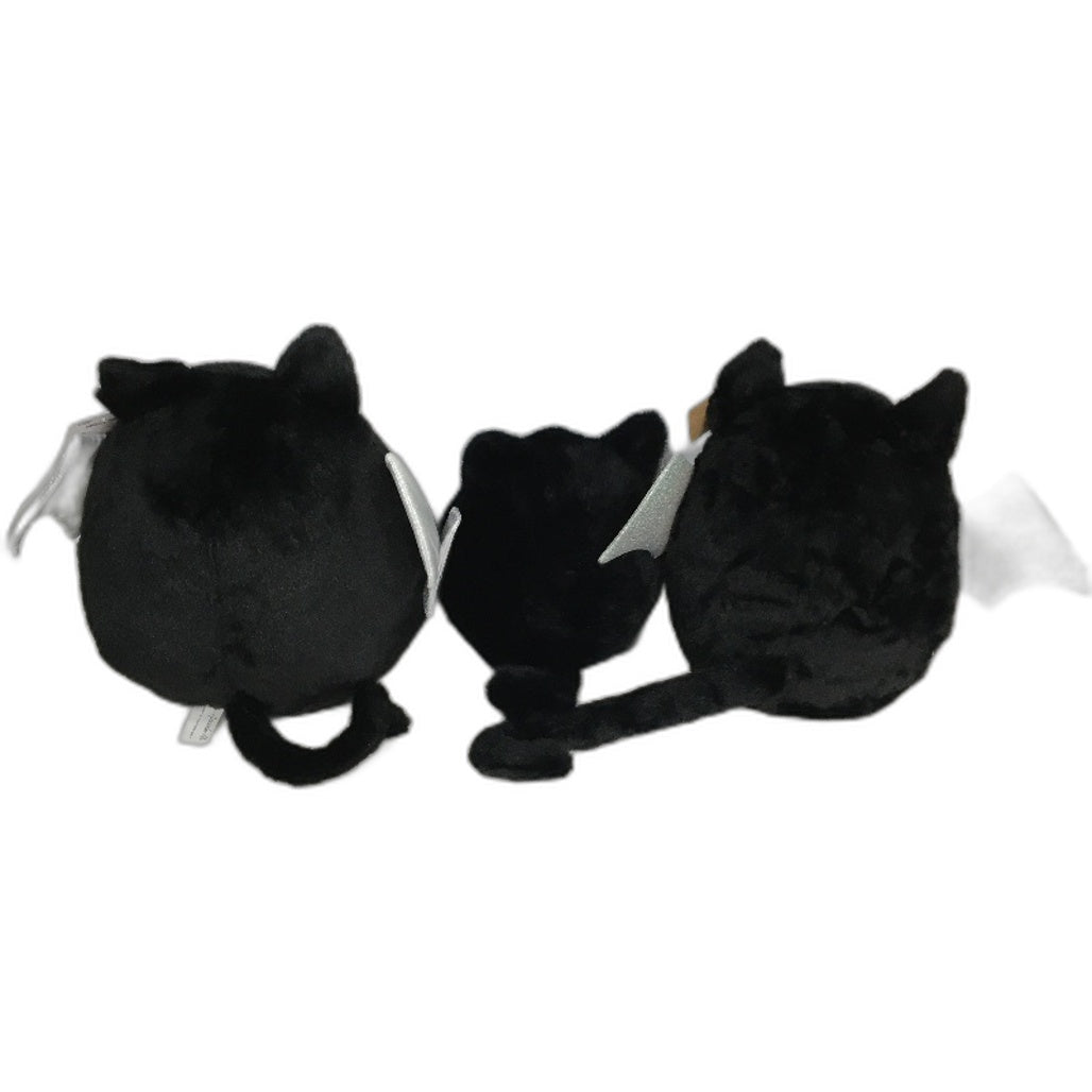 COLLECTABLE 3Pce Soft & Fluffy Winged Black Cat Themed Stuffed Toy Pack NEW