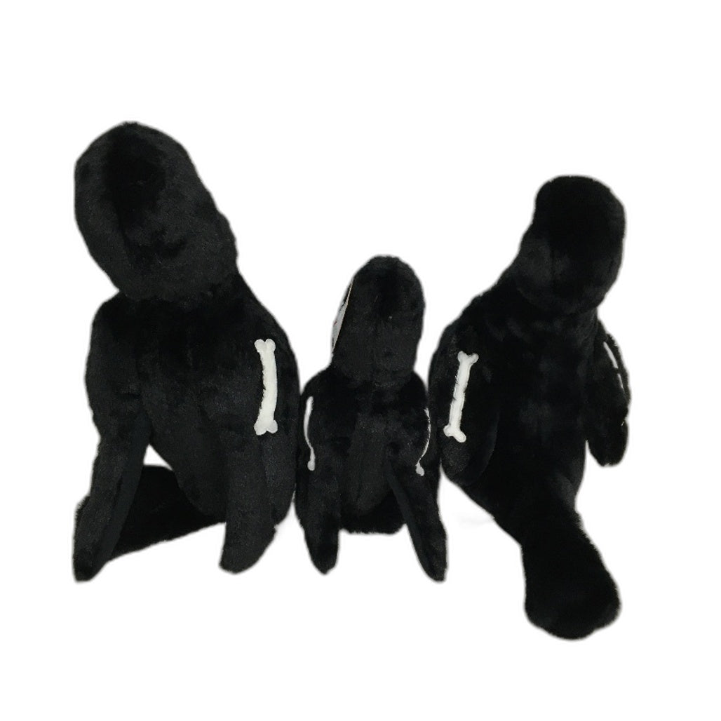 COLLECTABLE 3Pce Soft & Fluffy Skeleton Black Bird Themed Stuffed Toy Pack NEW