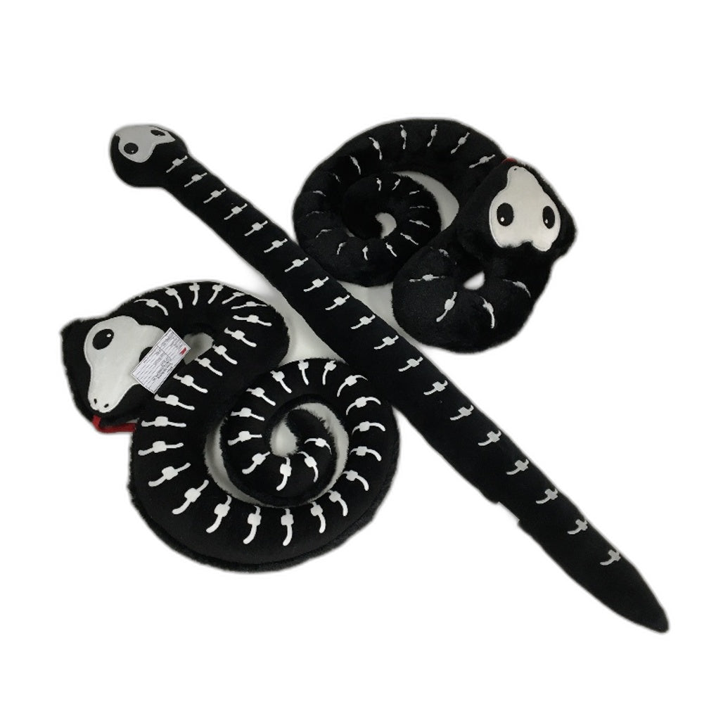 COLLECTABLE 3Pce Soft & Fluffy Skeleton Black Snake Themed Stuffed Toy Pack NEW