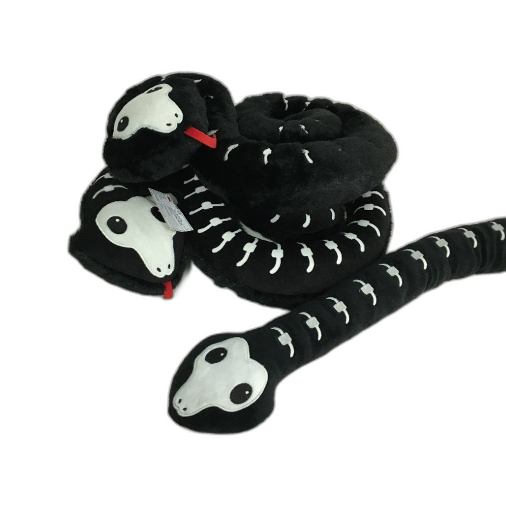 COLLECTABLE 3Pce Soft & Fluffy Skeleton Black Snake Themed Stuffed Toy Pack NEW