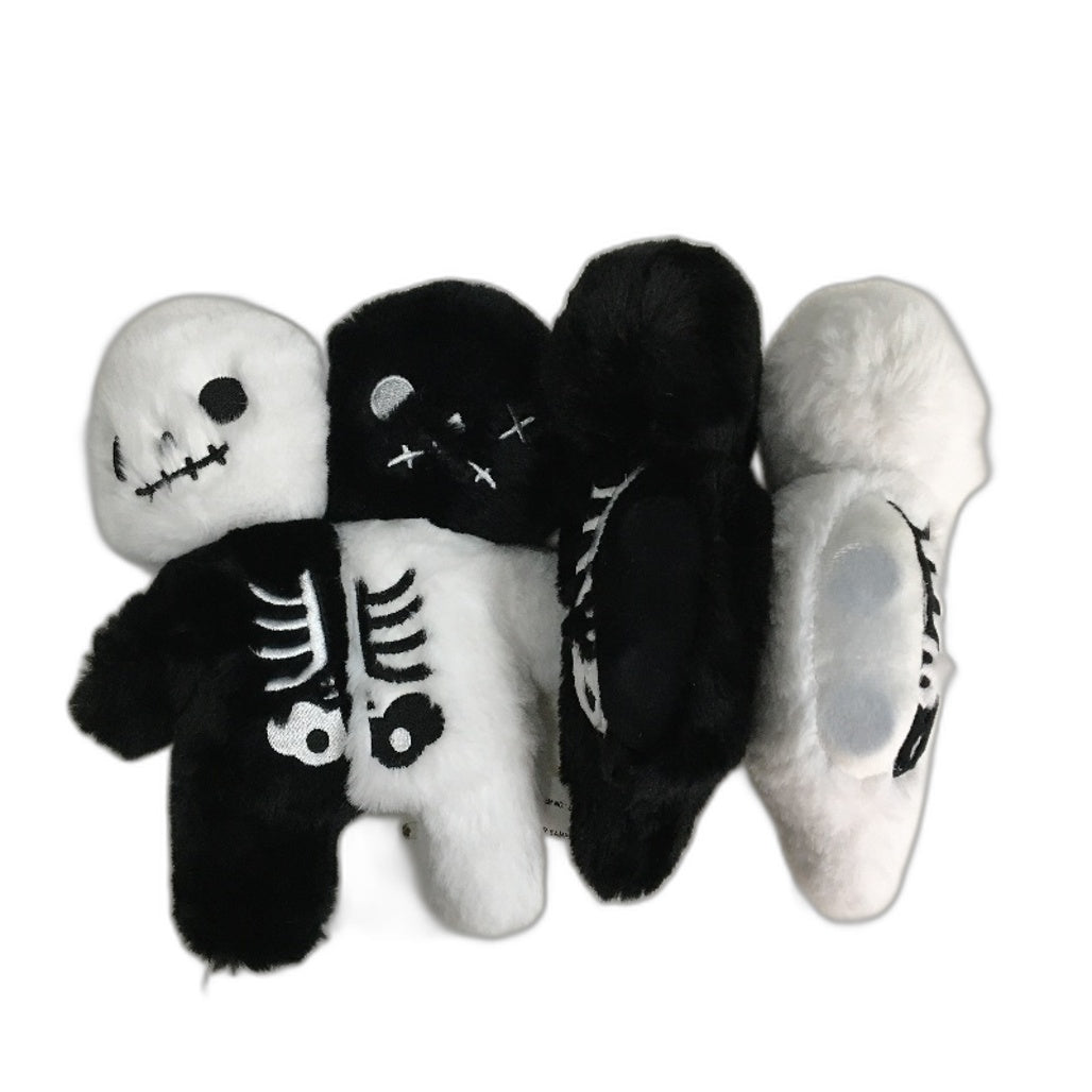 COLLECTABLE 5Pce Soft & Fluffy Skeleton Black White Themed Stuffed Toy Pack NEW