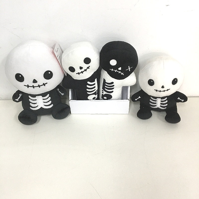 COLLECTABLE 5Pce Soft & Fluffy Skeleton Black White Themed Stuffed Toy Pack NEW