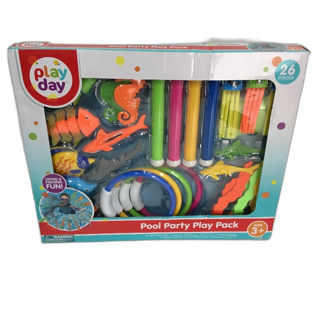 Play Day Pool Party 26 Piece Diving Swim Set & Water Toys Play Pack Ages 3+ NEW
