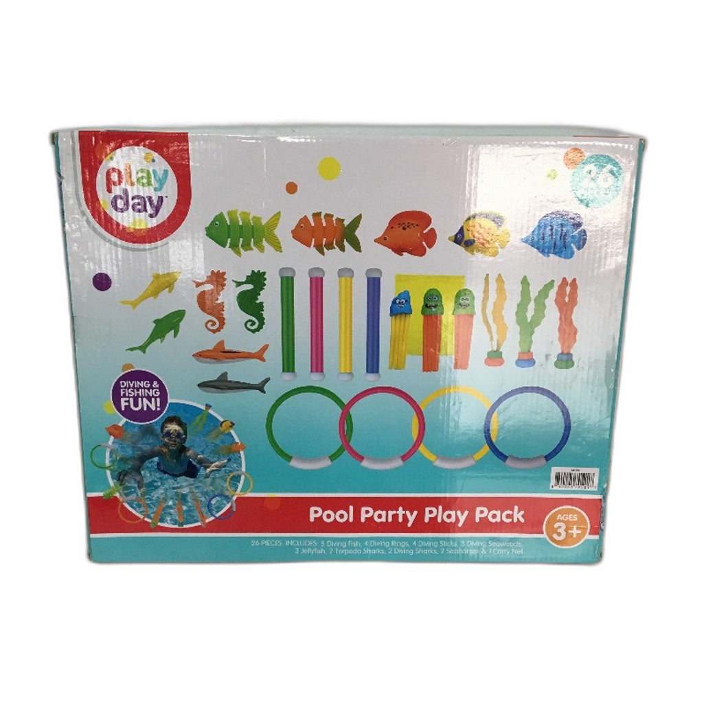 Play Day Pool Party 26 Piece Diving Swim Set & Water Toys Play Pack Ages 3+ NEW