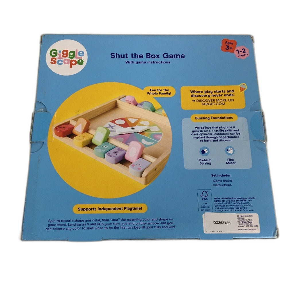 Giggle Scape Shut The Box Fine Mootor Problem Solving Game 1-2Player  Age 3+ NEW