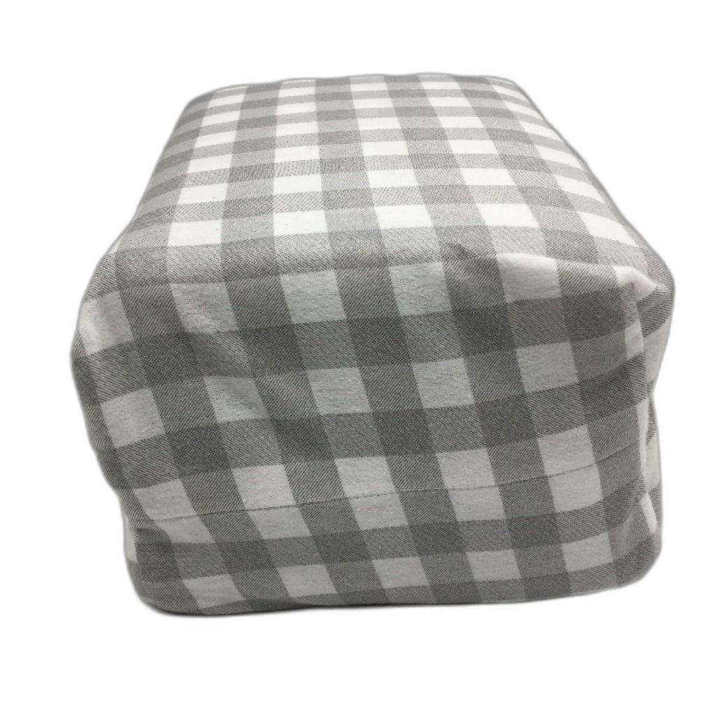 Easy Care Soft Grey & White Check Flannelette Fitted Sheet Set QUEEN Size NEW