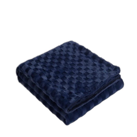 Brilliant Basics Navy Blue Ziggy Check Throw Rug Couch Blanket 130 x150cm NEW