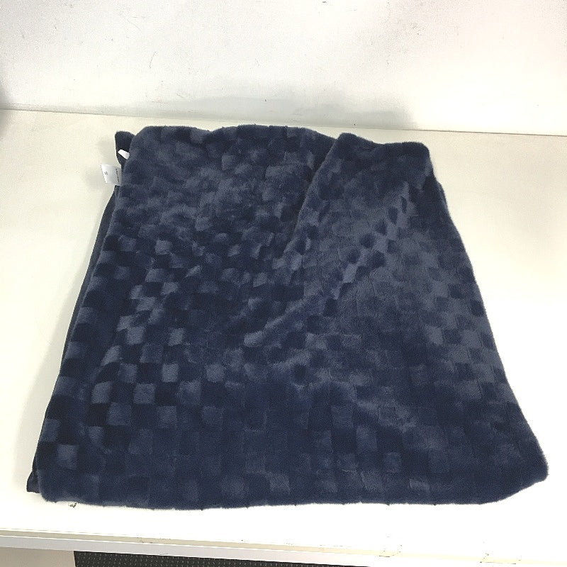 Brilliant Basics Navy Blue Ziggy Check Throw Rug Couch Blanket 130 x150cm NEW