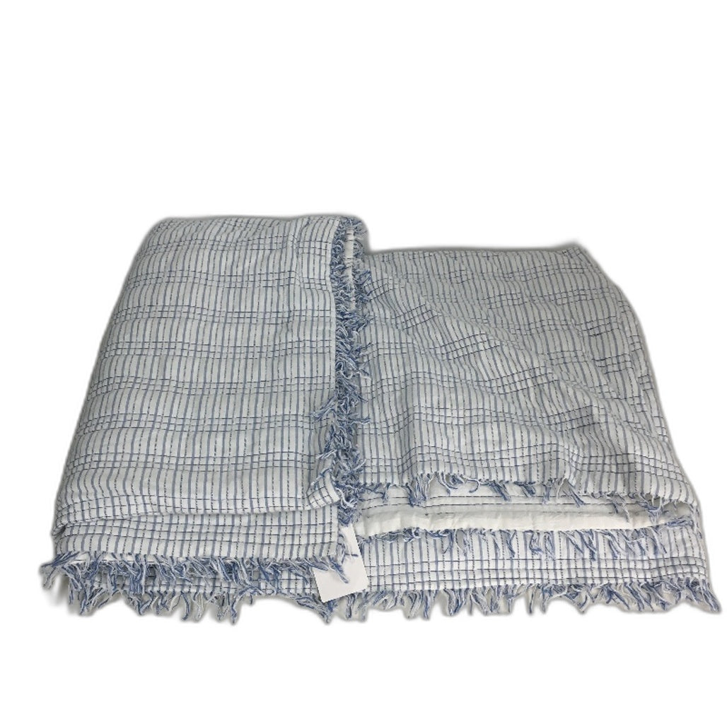 Target Home Plamer Cotton White Blue Striped Coverlet Queen/King 250x230cm NEW