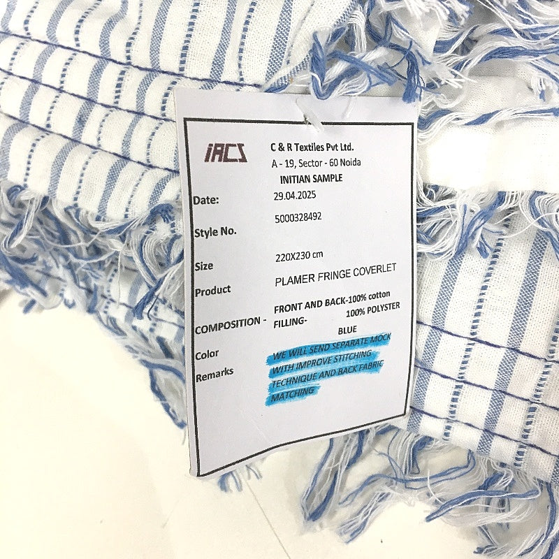 Target Home Plamer Cotton White Blue Striped Coverlet Queen/King 250x230cm NEW