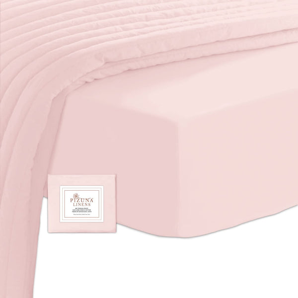 Pizuna 500 Thread Count Long Staple Cotton Light Pink Fitted Sheet King Size NEW