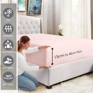 Pizuna 500 Thread Count Long Staple Cotton Light Pink Fitted Sheet King Size NEW