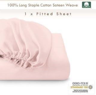 Pizuna 500 Thread Count Long Staple Cotton Light Pink Fitted Sheet King Size NEW