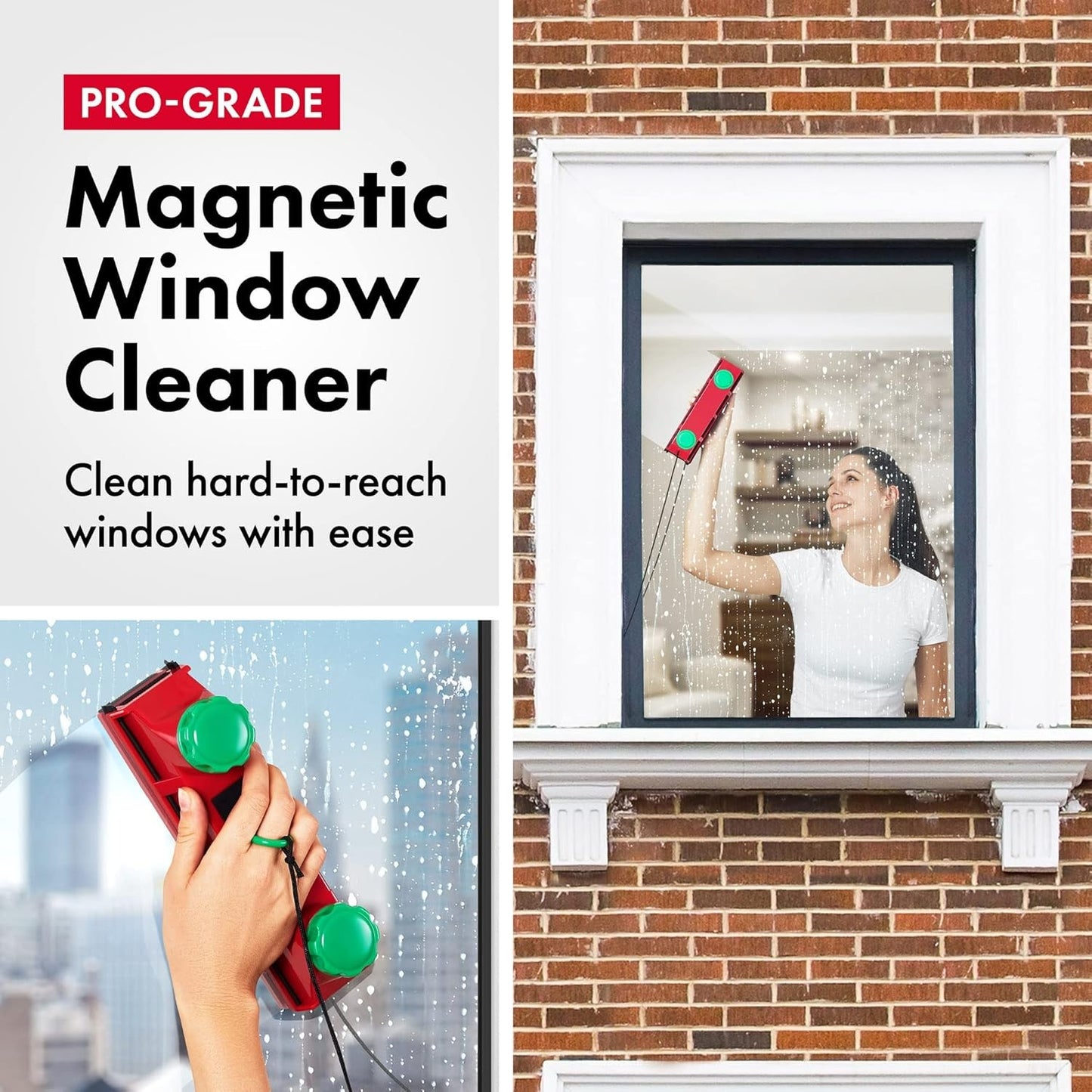 Tyroler Bright Tools D-4 AFC Magnetic Window Cleaner with Anti-Falling Rope NEW