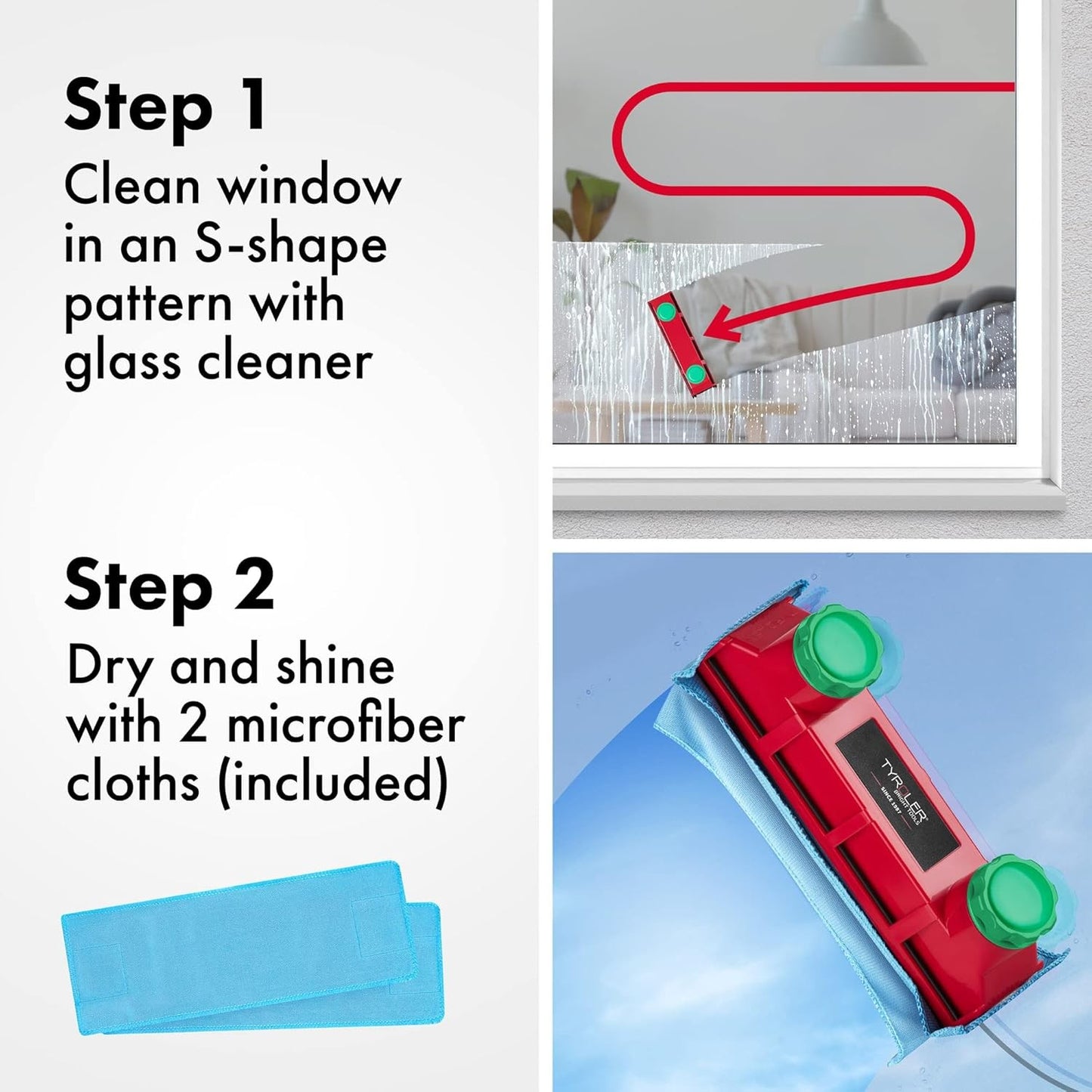Tyroler Bright Tools D-4 AFC Magnetic Window Cleaner with Anti-Falling Rope NEW