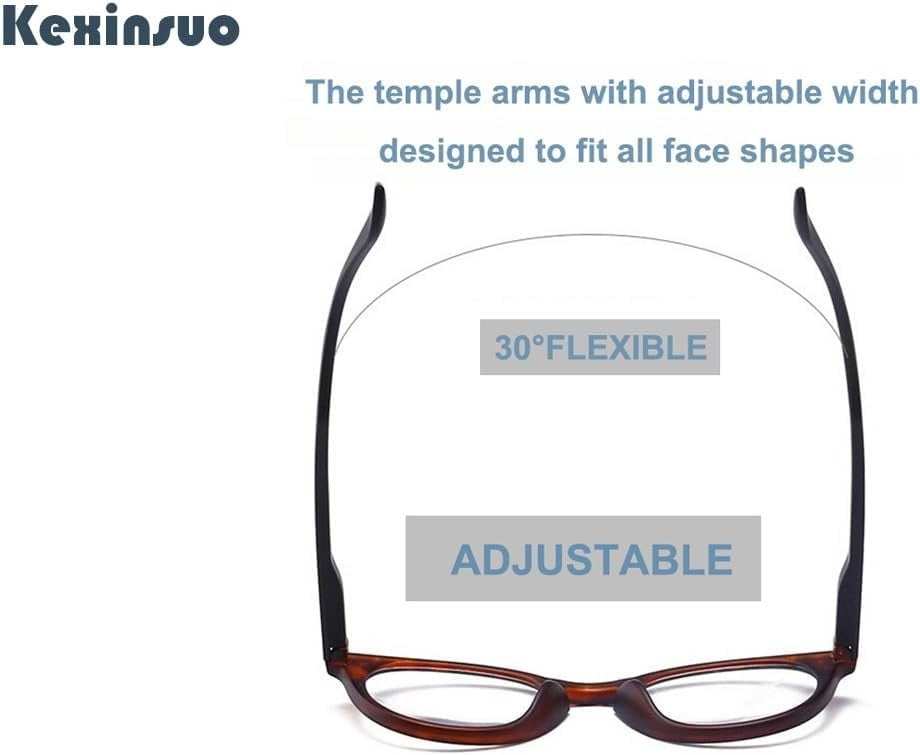 Kexinsuo Classic Round Reading Glasses with Anti Blue Light in Black Brown NEW